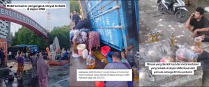 Viral! Warga Tampung Minyak Goreng Tumpah dari Truk yang Terguling dan Jual di Tempat