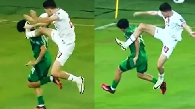 Meme Justin Hubner Tendang Kepala Pemain Arab Saudi