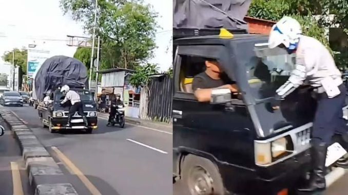 Viral Petugas Dishub Tersangkut di Kaca Depan Mobil Pick Up di Depok