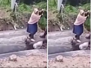 Viral Aksi Polisi di NTB Rela Punggungnya Jadi Jembatan dan Dipijak Warga Saat Jalan Terputus