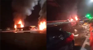 Kecelakaan Beruntun di Gerbang Tol Ciawi, Bogor: Mobil Terbakar, Korban Tergeletak di Aspal