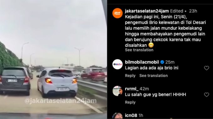 Mobil Brio Mundur di Tol